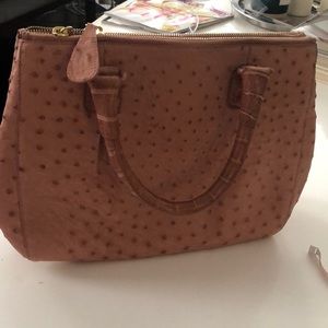 NWOT Nancy Gonzalez ostrich and alligator skin bag in dusty pink-10” long 11” w